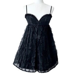 Ali Ro Babydoll Dress Mesh Overlay Corset Bust Size 2